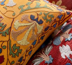 Lucille Suzani Embroidered Lumbar Pillow Cover