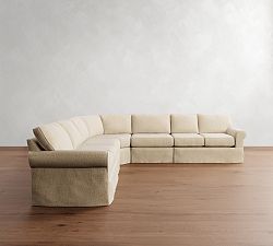 Buchanan Roll Arm Slipcovered 5-Piece Curved Wedge Sectional (164")