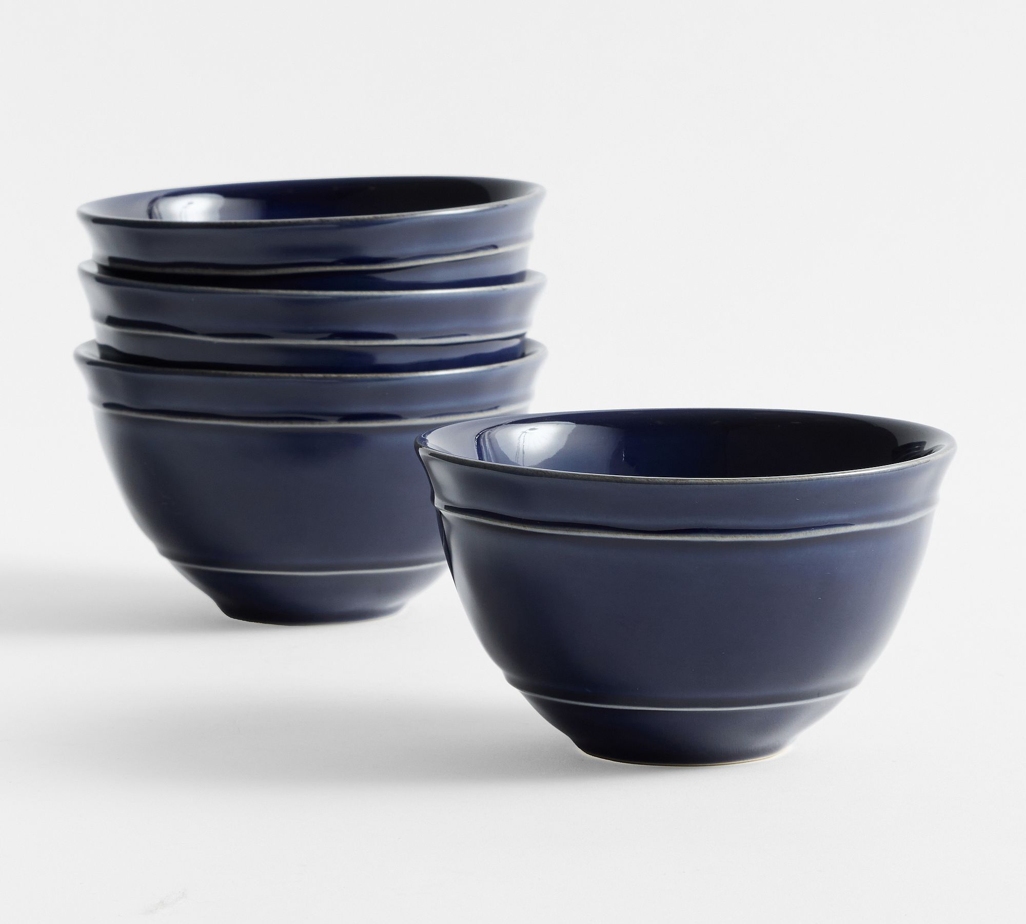 Cambria Handcrafted Stoneware Cereal Bowls - Set of 4 - Set of 4 - Navy