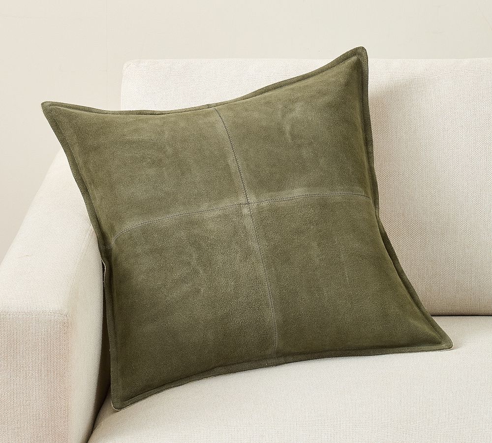 Pieced Suede Pillow Cover - 20", Loden