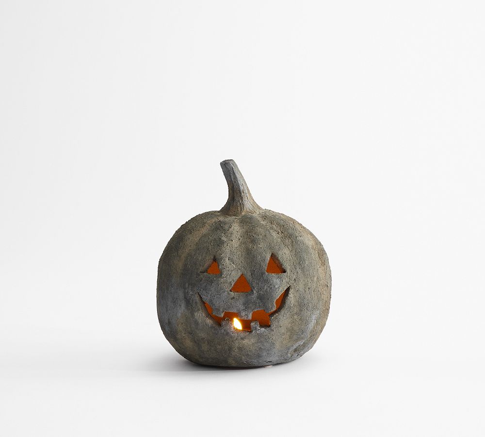 Handmade Terracotta Jack O' Lantern - Small Pumpkin, Black