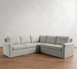 Cameron Modern Roll Arm Slipcovered 3-Piece L-Shaped Wedge Sectional (105")