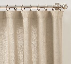 Open Box: Belgian Flax Linen Light Filtering Curtain, 100"W x 108"L - Dark Flax