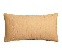 Open Box: Belgian Flax Linen Tufted Quilted Shams, King, Set of 3 - Harvest Gold