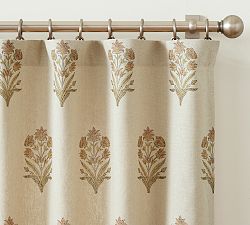 Open Box: Elinor Floral Mughal Light Filtering Curtain, 50W x 96"L - Neutral/Flax