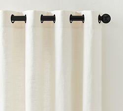 Open Box: Emery Linen Grommet Light Filtering Curtain, 50"W x 96"L - Ivory/Matte Black