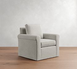 Cameron Modern Roll Arm Slipcovered Swivel Chair