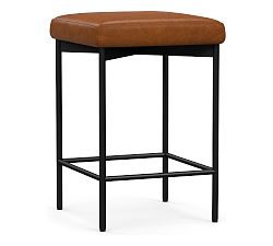 Open Box: Maison Leather Backless Counter Height Stool (24") - Statesville Caramel, Antique Bronze Leg