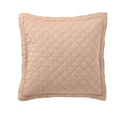 Open Box: Belgian Flax Linen Diamond Quilted Sham, Euro Set of 3 - Rosewood Blush