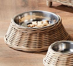 Charlotte Rattan Pet Bowls