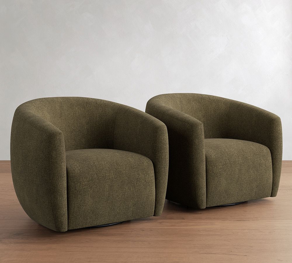 Payton Swivel Chair - Set of 2, Polyester Wrapped Cushions, Rustic Chenille Dark Moss