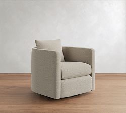 Open Box: Ayden Upholstered Barrel Swivel Armchair - Performance Boucle Pebble