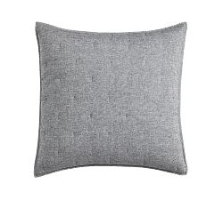 Open Box: Belgian Flax Linen Tufted Quilted Shams, Euro, Set of 2 - Marina Blue