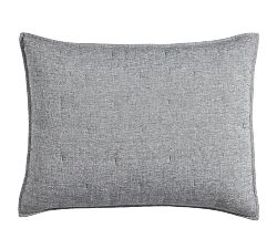 Open Box: Belgian Flax Linen Tufted Quilted Shams, Standard, Set of 2 - Marina Blue