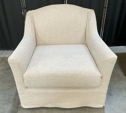 Open Box: Belen Slipcovered Swivel Chair - Performance Rustic Linen Parchment