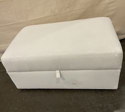Open Box: Big Sur Storage Ottoman with Pull Out Table - Performance Textured Weave White