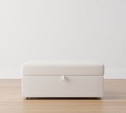 Open Box: Big Sur Storage Ottoman with Pull Out Table - Performance Textured Weave White