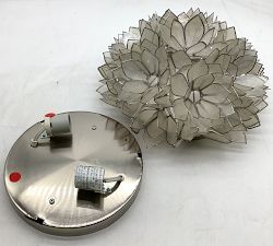 Open Box: Capiz Flush Mount, Small (15" Diam.) - Antique Silver