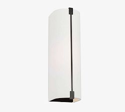 Open Box: Sofia Linen Shade Single Sconce, Medium (16") - Aged Iron, White