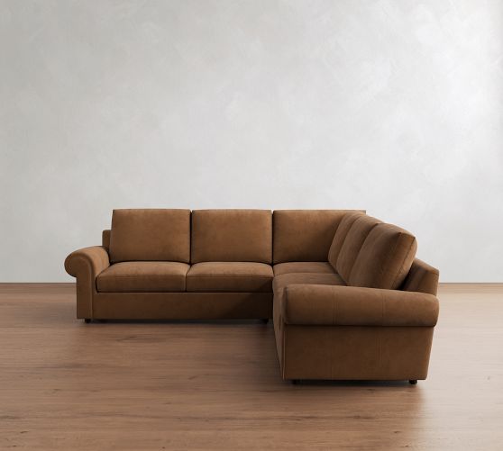 Bellevue Leather 3-Piece L-Shaped Sectional (118") by Pottery Barn