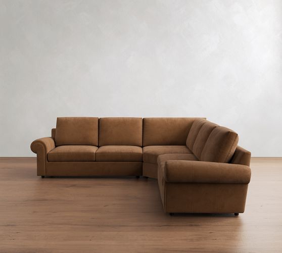 Bellevue Leather 3-Piece L-Shaped Wedge Sectional (128") by Pottery Barn