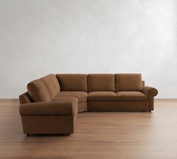 Bellevue Leather 3-Piece L-Shaped Wedge Sectional (128")