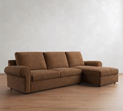 Bellevue Leather Chaise Sectional (121"&ndash;129")
