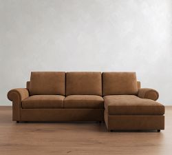 Bellevue Leather Chaise Sectional (121"&ndash;129")