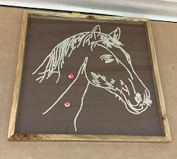 Open Box: Embroidered Horse Framed Wall Art