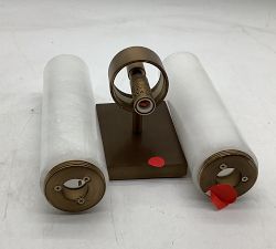 Open Box: Frances Alabaster Double Tube Sconce (22") - Tumbled Brass