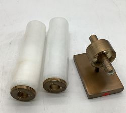 Open Box: Frances Alabaster Double Tube Sconce (22") - Tumbled Brass