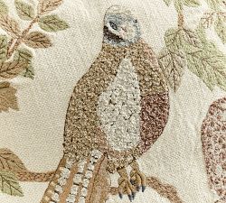Embroidered Quail Pillow Cover