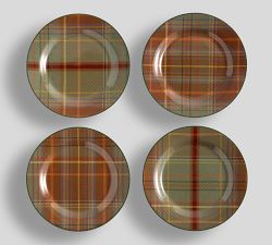 Woodrow Plaid Stoneware Appetizer Plates - Set of 4
