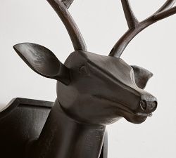 Wood Carved Stag Head Wall Art