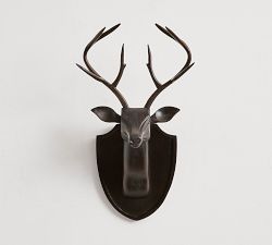 Wood Carved Stag Head Wall Art