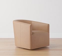 Open Box: Baldwin Leather Swivel Armchair - Churchfield Taupe