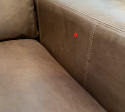Open Box: Carmel Lounge Square Arm Leather Left Loveseat - Gravel Chocolate