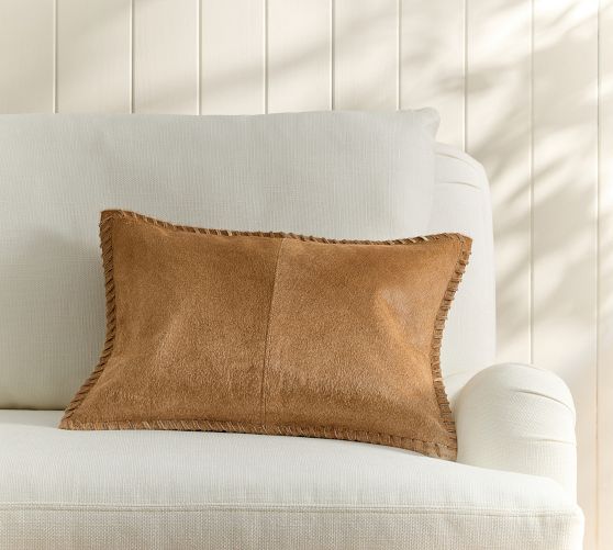Pieced Hide Whipstitch Lumbar Pillow Cover