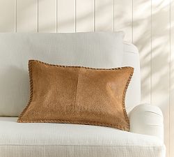 Pieced Hide Whipstitch Lumbar Pillow Cover