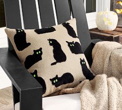 Spooky Cat Applique Pillow Cover