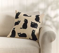 Spooky Cat Applique Pillow Cover