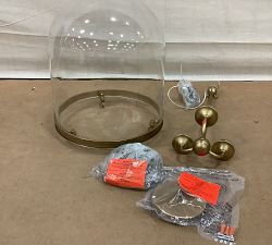 Open Box: Elizabeth Glass Hundi Pendant (15") - Vintage Brass