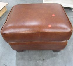 Open Box: Irving Leather Storage Ottoman without Nailheads - Statesville Molasses, Coffee