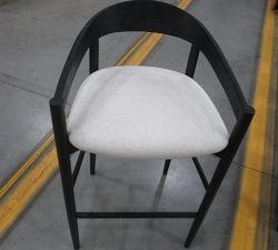 Open Box: Laguna Upholstered Bar Stool (30") - Performance Boucle Oatmeal, Blackened Oak