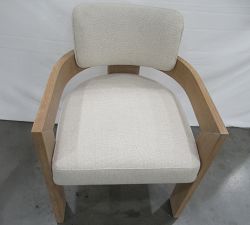 Open Box: Modern Farmhouse Upholstered Dining Armchair - Performance Boucle Oatmeal, Fog