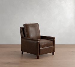 Open Box: Tyler Square Arm Leather Manual Tall Recliner without Nailheads (41") - Statesville Molasses, Espresso
