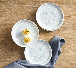 Chambray Tile Stoneware Appetizer Plates - Set of 4