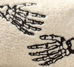 Skeleton Hand Embroidered Lumbar Pillow Cover