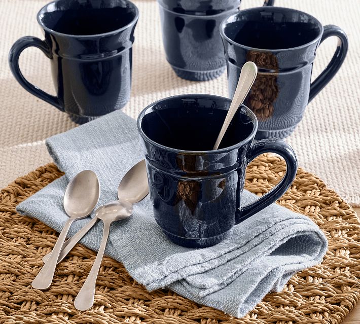 Cambria Stoneware Mugs, Set of 4 - Blue/Navy | Pottery Barn