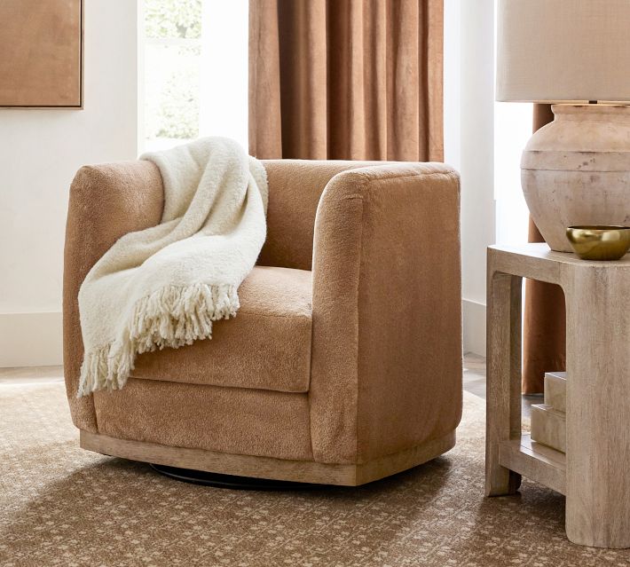 Danton Wood Base Swivel Chair | Pottery Barn